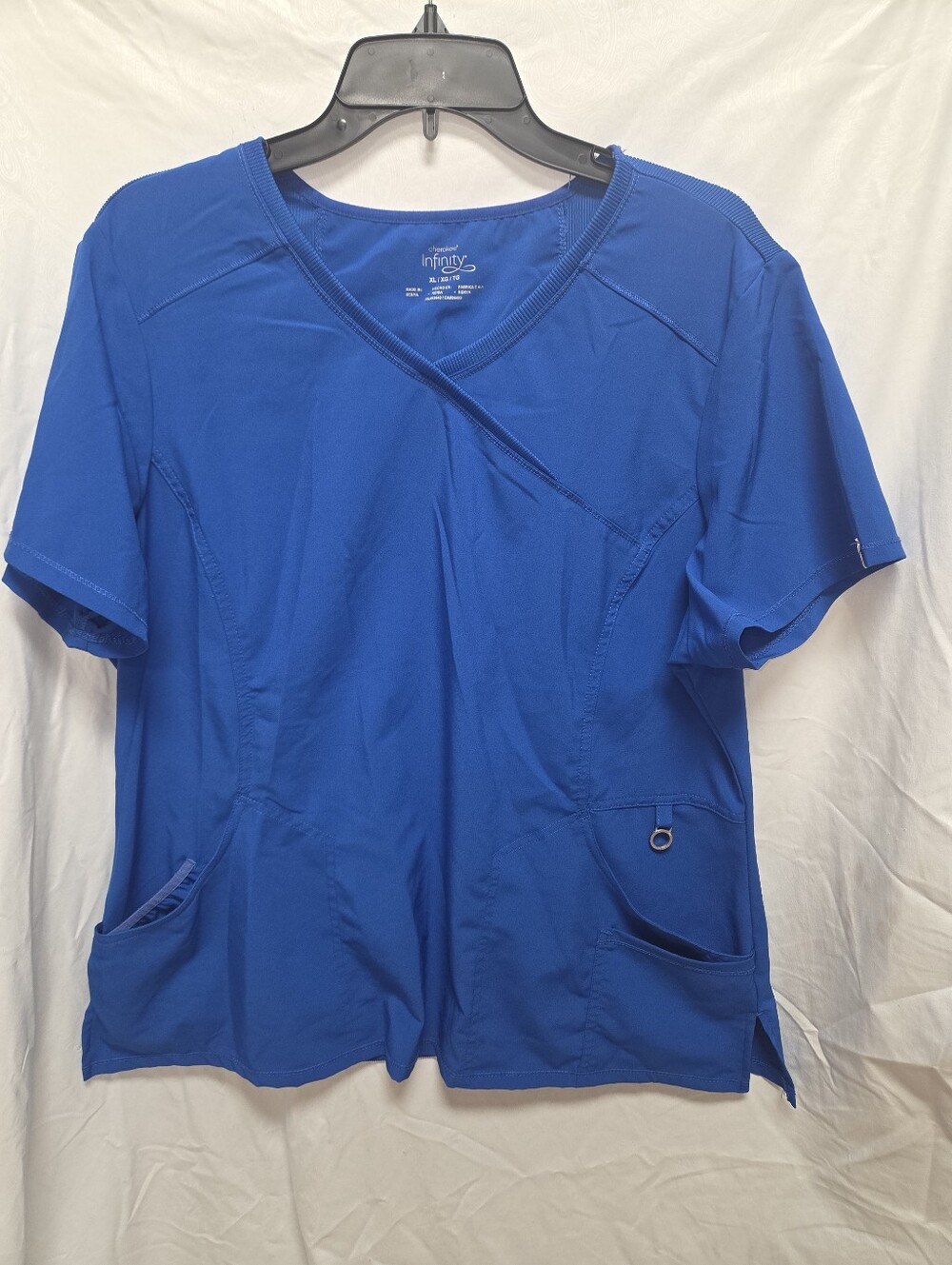 Cherokee Infinity Women's Scrub Blue V Neck Scrub Shirt With Pockets